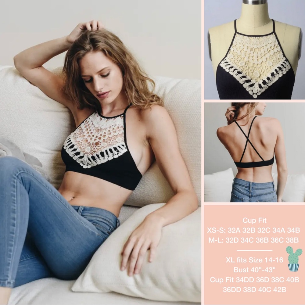 Aria Crochet Racerback Bralette (Noir)